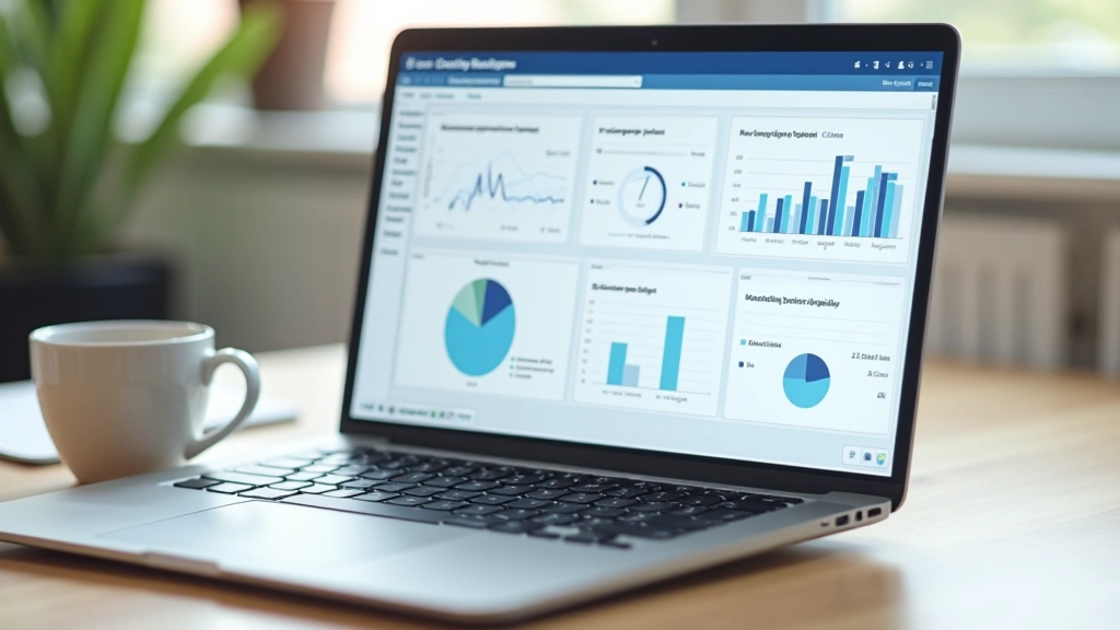 Close-up of budget spreadsheet on laptop screen with financial data and pie chart visualization